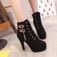 thumbnail image 1 of LSLJS High Bottines à Talons Hauts pour Femmes, Bottes Rétro à Fermeture Éclair Chaudes Unies pour Femmes Heel à Bout Rond, Bottines et Bottillons pour Femmes, 1 of 5