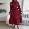 thumbnail image 2 of Birdeem Robes pour Femmes Manches Longues Mode Couleur Unie Col Montant Taille Robes Manches Longues pour Femmes, 2 of 5