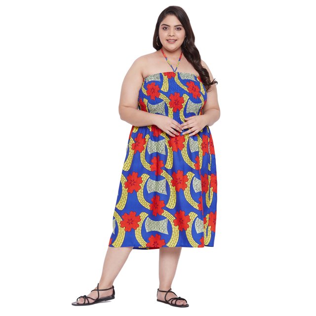 Oussum Robe Tube Courte pour Femmes Sans Manches, Robes d'Été, Bleu