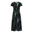 thumbnail image 4 of SMihono Robes Bohèmes d'Été pour Femmes Grande Taille à Col en V Mode Décontractée Style de Déplacement Chandail à Manches Courtes Imprimé Robe Ajustée, 4 of 8