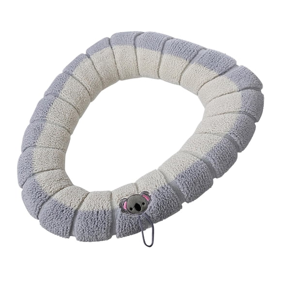Thickened Winter Toilet Seat Cover with Handle Soft Knitted Toilet Ring Pad Washable Elastic Toilet Seat Cushion for Home Bathroom Warm Insulated Toilet Lid Cover for Round and Elongated Seats