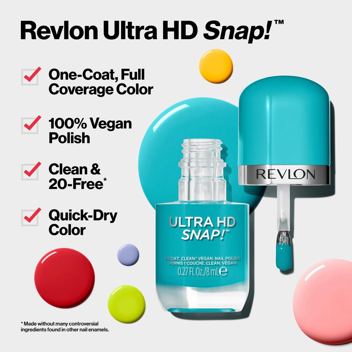 Vernis à ongles Revlon Ultra HD Snap, brillant, végétalien, 8 ml
