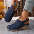 thumbnail image 2 of WLOELOEW Women'S Hollow Out Sandals In Navy Platform Wedge Heel Pu Construction Foot Length 9.65 Inches Us Size 7, 2 of 5