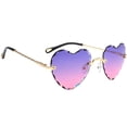 thumbnail image 1 of Women's Heart-shaped Rimless Sunglasses Designer Tinted Lens Eyewear Shades, 1 of 6