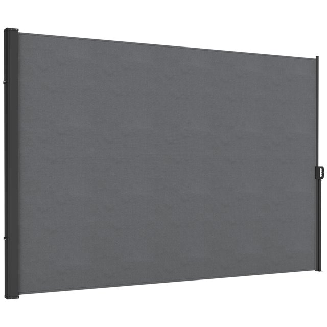 Outsunny Auvent Latéral Rétractable 118 Pouces x 79 Pouces Paravent Pliant Gris