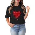 thumbnail image 4 of TIMIFIS T-Shirts de la Saint-Valentin Chemises pour Femmes Été Décontracté Manches Courtes Col Rond T-Shirt Hauts Mode T-Shirt Imprimé Cœur d'Amour, 4 of 4