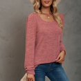 thumbnail image 4 of CHUANK Chemise Longue Cache-Ventre Fluide à Col Rond Unie à Manches Longues Hauts Grande Taille pour Femmes Chic Tunique Confortable à Porter avec des Leggings Bleu TTG, 4 of 5