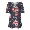 thumbnail image 5 of Hauts Grande Taille pour Femmes Mode Décontractée Imprimée Manches Courtes Ample Grande Taille Volant Manches Courtes Blouse Col en V Shorts Grande Taille Shorts Grande Taille pour Femmes, 5 of 5