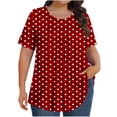thumbnail image 1 of Plebaso Hauts pour Femmes Grande Taille Manches Courtes Blouses Plissées Décontractées Col Rond Été Tuniques Amples, 1 of 6