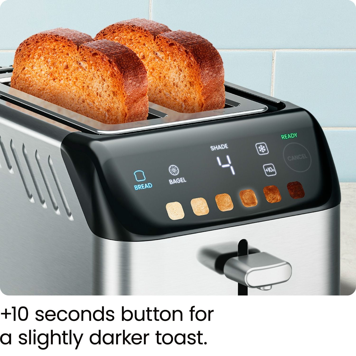 Grille-pain numérique Chefman Smart Touch à 2 fentes, 6 réglages d'intensité, mode bagel - Acier inoxydable, nouveau