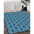 thumbnail image 3 of Ahgly Tapis Rond Lavable en Machine Intérieur Transitionnel Bleu Lapis, 7 Pieds Rond, 3 of 7