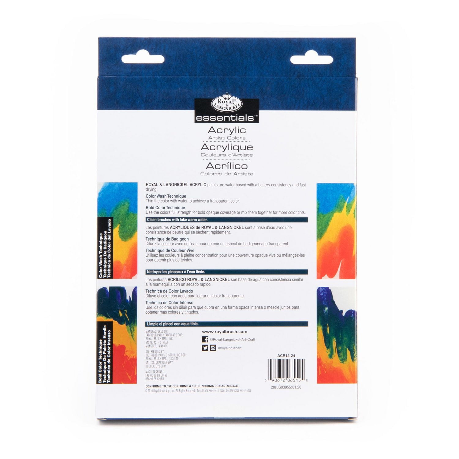 Royal & Langnickel - <br>Ensemble de peinture acrylique Essentials 12 ml, 24 couleurs