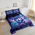 thumbnail image 4 of Erosebridal 3D Wolf Bedding Full Comforter Set, Romantic Floral Down Comforter, Moon Galaxy Room Decor, Reversible, 4 of 7