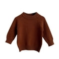thumbnail image 1 of Posijego Chandail Tricoté pour Tout-Petit Bébé, Couleur Unie, Manches Longues, Col Rond, Chandail à Enfiler, Hauts d'Automne et d'Hiver, Tricot, 1 of 3