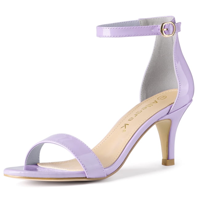 BLISSFUL STEP Women's Solid Color Open Toe Stiletto Heeled Ankle Strap Sandals