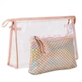 thumbnail image 2 of 2pcs PVC Makeup Cosmetic Toiletry Organizer Bag Waterproof Zipper Clear Storage Bags for Outdoor Travel Gold, 2 of 3