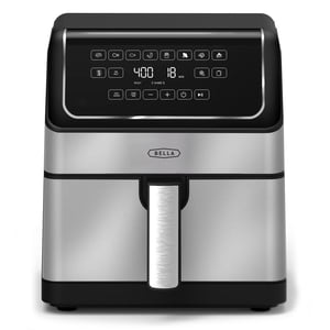 bella 8 Qt Digital Air Fryer with TurboCrisp Technology Large Family Size Nonstick Cooking Basket and Crisping Tray Multiple Preset Functions Auto Shutoff Stainless Steel 1750 Watt