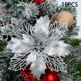 thumbnail image 1 of 10X Christmas 11cm Poinsettia Glitter Flower Tree Hanging Party  Decor, 1 of 7