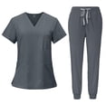 thumbnail image 3 of Nursing Scrub Set Nurse Work Clothes Short Sleeves Soft Top and Pants Outfit for S, 3 of 9