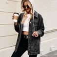thumbnail image 5 of Timegard Womens Denim Jackets Lapel Neck Long Sleeve Drawstring Hoodie Top Jean Jacket with Pockets, 5 of 5