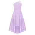 thumbnail image 1 of Raenseen Robe de Demoiselle d'Honneur Junior pour Fille, Fleurs, pour Mariage, Froncée, une Épaule, Fête, Ourlet Haut-Bas, Bal, Lavande, 8, 1 of 6
