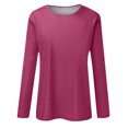 thumbnail image 4 of Timegard Womens Tops Long Sleeve Round Neck Solid Color Basic Tee Fall Casual Comfy Loose Tops Blouse, 4 of 5