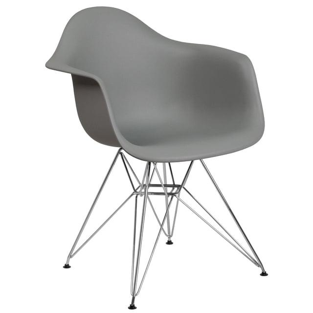 Chaise en plastique noir de la série Alonza avec base chromée