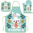 thumbnail image 2 of TIMIFIS Polyester Apron, Easter Cooking Apron Insulated Mitts Insulated Pads Three Piece Set Suspender Apron Kitchen Cooking Apron Bbq Apron Holiday Decorative Sleeveless Apron Home Decor, 2 of 6
