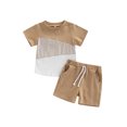 thumbnail image 1 of Fortune 2Pcs Little Boy Clothes Color Block Short Sleeve T-Shirts+Pockets Shorts 0-7 Years, 1 of 8