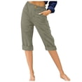 thumbnail image 1 of Timegard Womens Capri Pants Straight Leg Elastic Waisted Button Summer Casual Crop Pants with Pockets, 1 of 4