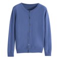 thumbnail image 3 of Womens Lightweight Knit Cardigan Long Sleeve Button Down Cardigans Sweater Fall Soft Crew Neck Shrugs Tops Blue, XL, 3 of 5