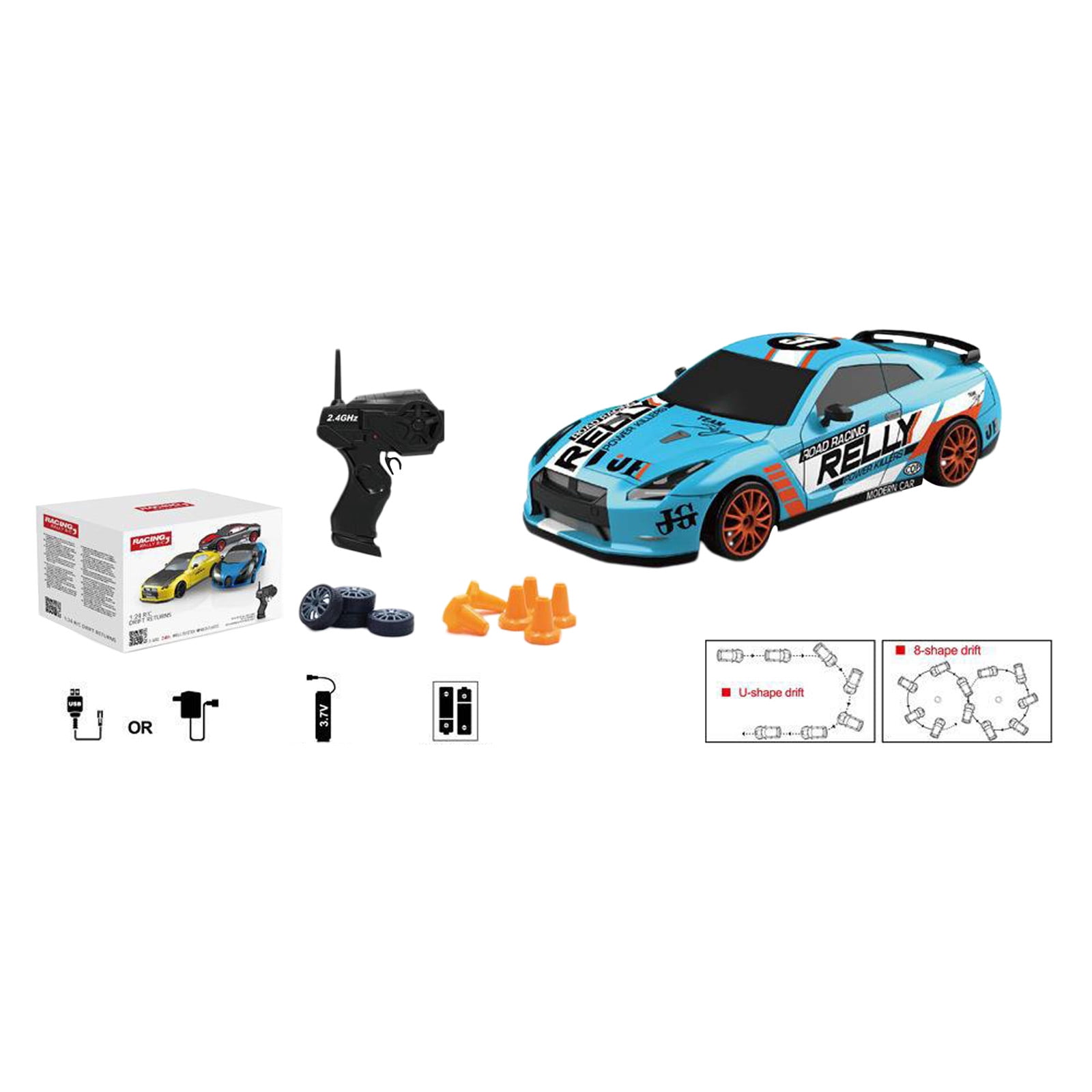 1:24 Scale High Speed 4WD RC Racing Car 2.4 Remote Control Drift Toy For Kids And Adults Realistic Drift Experience Car with Remote Control Cars for Adults Mini 4wd Track Fast Remote Control Cars
