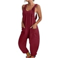 thumbnail image 1 of B91xZ Salopettes Grande Taille pour Femmes, Combinaisons Amples à Bretelles Réglables avec Poches, Vin TTG, 1 of 5