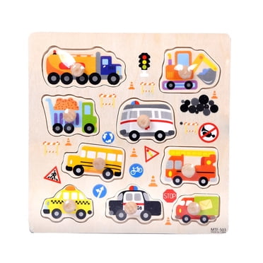 EGNMCR 9 Piece Wooden Transportation Puzzle Early Learning Baby Kids Toys B Puzzle Jigsaw Birthday Gifts for Kids