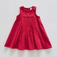 thumbnail image 4 of LUOGENLI Robe Fille Été Sans Manches Couleur Unie Robe Décontractée pour Tout-Petits et Enfants Ensemble Jupe Maxi à Volants Rouge 2-3 Ans, 4 of 5