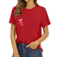 thumbnail image 2 of Chandails de la Saint-Valentin pour Femmes Col Rond Manches Courtes Mode T-Shirt à Imprimé Cœur Ample Léger Confortable Doux T-Shirt de Base Vêtements de Vacances Rouge G, 2 of 4