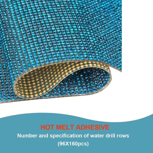 VONKY Crystal Rhinestone Ribbon Clothing Accessories Sticker Convenient Using Present Decoration Sheet with Shine Appearance Exquisite peacock blue 8 hot melt glue
