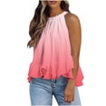 thumbnail image 1 of Weiqiqre Womens Tops Adjustable Tie Neckline Ruffle Hem Sleeveless Flowy Halter Tops, 1 of 6