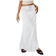 thumbnail image 1 of Tauxra Solid Color Maxi Skirt for Women Elastic Waist Long Skirt with Drawstring Casual Flowy Boho Skirt Summer Spring Daily Wear Solid Color Long Skirt for Women, 1 of 5