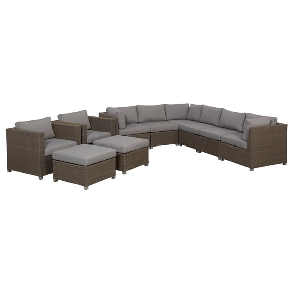 Chambers Bay Collection Ensemble de conversation de patio en aluminium 10 pièces avec coussins gris