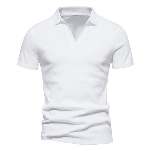 Birdeem Mode Hommes Décontracté Slim Col Rabattu Couleur Unie Manches Courtes T-Shirt Hauts Blouse
