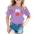 thumbnail image 4 of T-shirt à Manches Courtes pour Filles de la Fête du Canada, Col Rond d'Été, Coupe Décontractée, Chandails de Base, 4 of 4