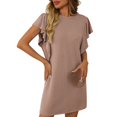 thumbnail image 2 of Ovzne Robes pour Femmes 2025 Robe d'Été Robe d'Été pour Femmes Couleur Unie Sans Manches Col Ras du Cou Robe d'Été Liquidation, 2 of 7