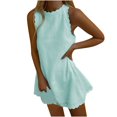 thumbnail image 1 of Femmes Occasionnels Débardeur Robe Sans Manches Faux Cou Lin Robes d'Été Licol Sundress Beachwear, 1 of 5