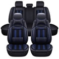 thumbnail image 1 of Maidao Car Seat Covers Leather Full Set for Mazda for Mazda3 2010-Present 5 Seats Waterproof Front Rear Cushion Protector with Pillow and Headrest Black and Blue, 1 of 7
