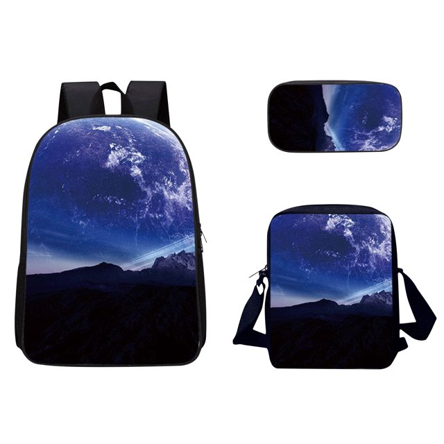 Agiferg 3D Sky Pattern School Bag Breathable Travel Outdoor Multifunctional Bag 3PC