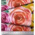 thumbnail image 3 of Soimoi Tissu en Satin Modal Imprimé Feuilles et Roses par Yard 42 Pouces de Large, 3 of 3