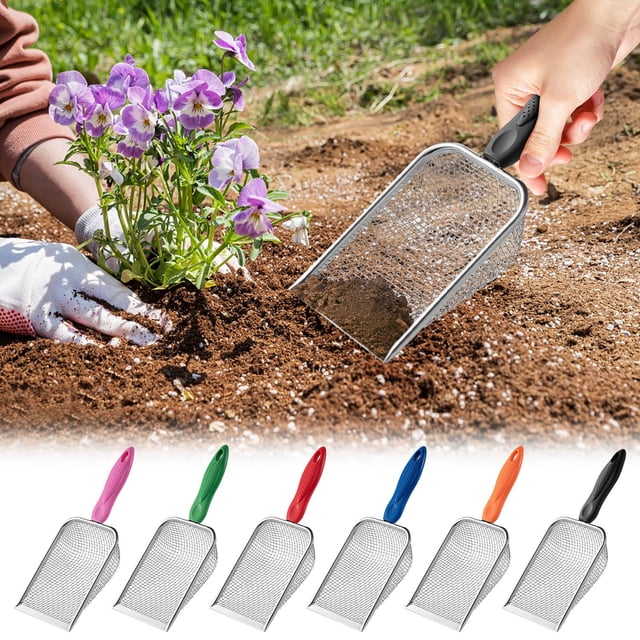 Sentmoon Outils de Jardinage à Main Outils de Jardin Tamis de Jardin Portable avec Poignée en Acier Inoxydable pour Plantes de Jardin Compost et Outil de Tamisage de Sable