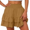 thumbnail image 1 of Timegard Wide Leg Shorts for Women Elastic Waisted Smocked Ruffle Bottom Flowy Lounge Shorts Beach Wear, 1 of 5