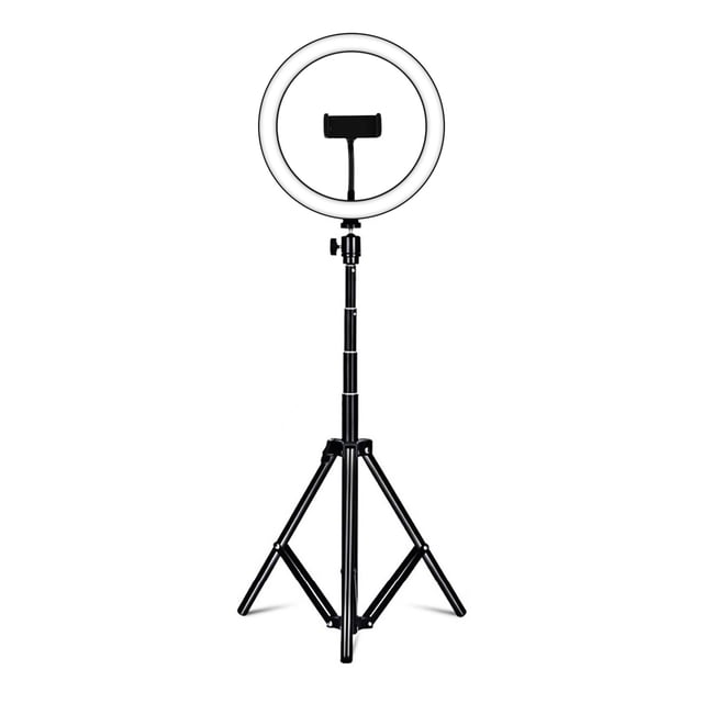 Amdohai Anneau Lumineux RVB 26 Cm/10 Pouces, Lumière de Remplissage LED, Intensité Réglable, Alimenté par USB, avec Trépied de Bureau, Support Lumineux en Métal, Doubles Supports pour Téléphone, Déclencheur à Distance, Télécommande pour Diffusion en Direct, Vidéo en Ligne, Selfie m